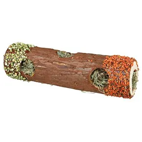 Holztunnel mit Heu- und Hibiskusblüten, Karotten und Erbsen 9 x 30 cm, 35 g